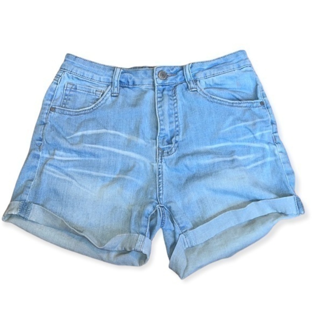 I & M premium jean shorts high rise light blue wash size medium cuffed